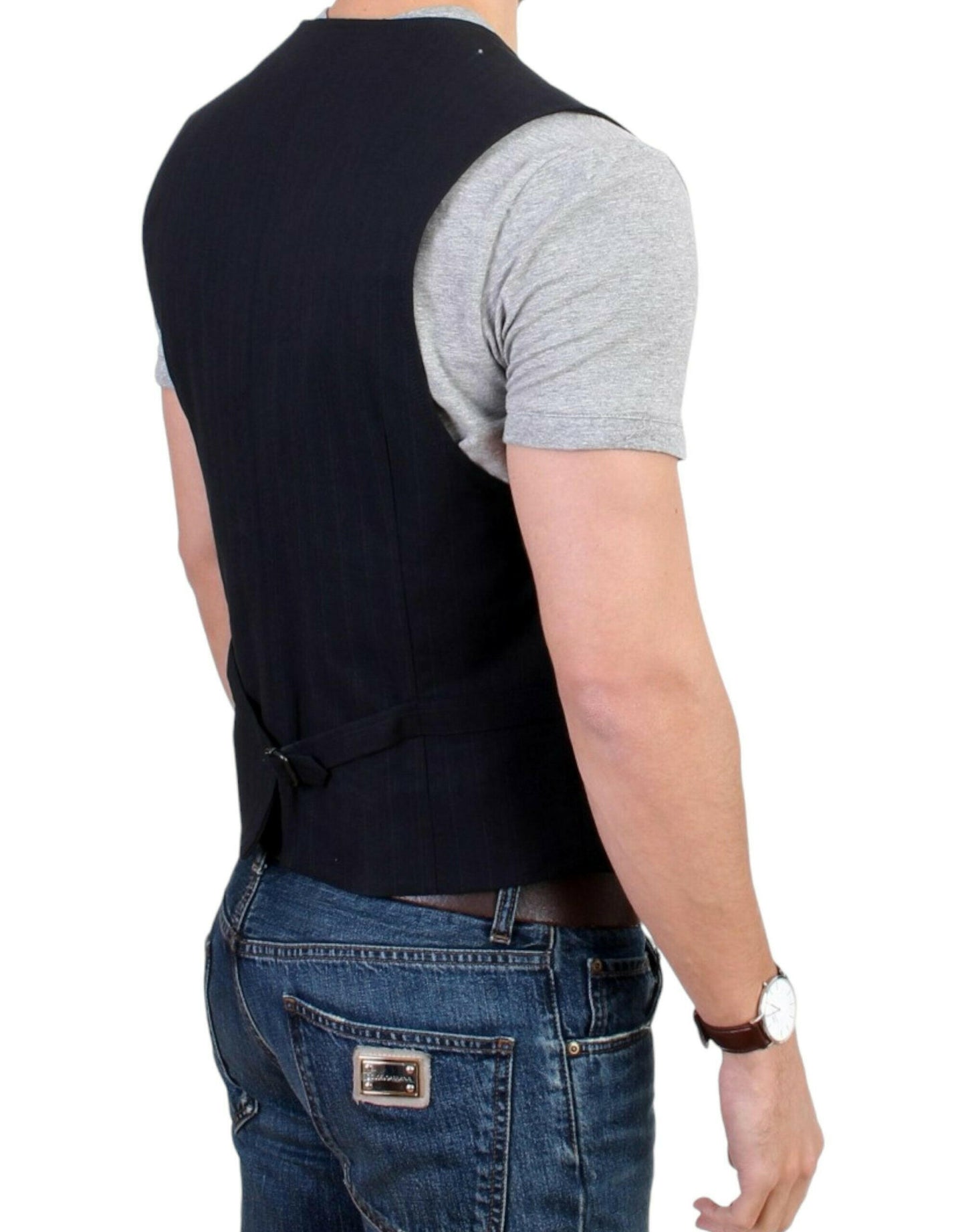 Costume National – Freizeitweste aus schwarz gestreifter Baumwolle