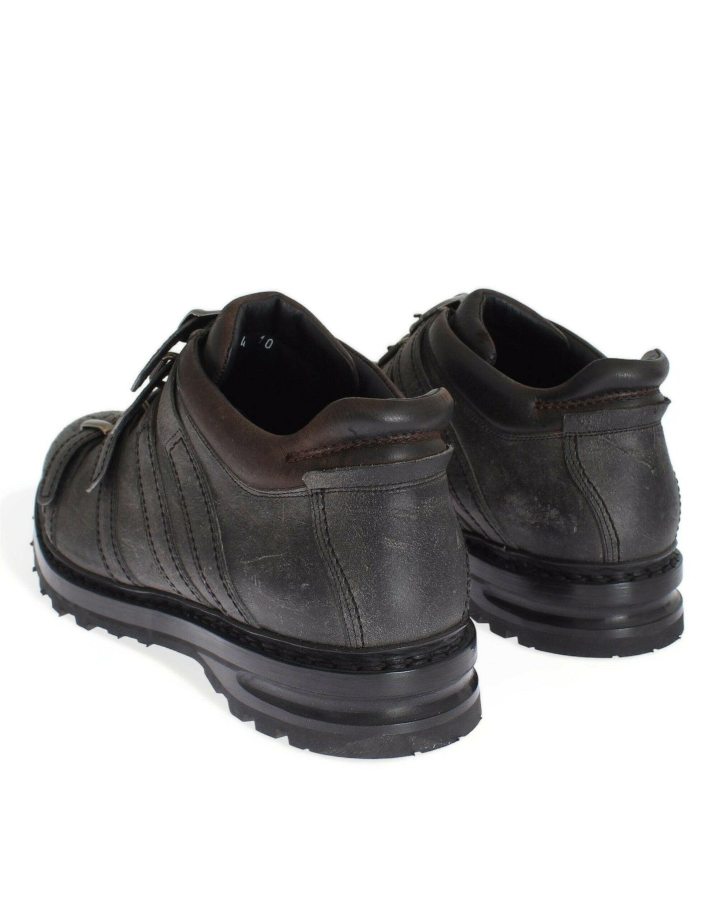 Dolce &amp; Gabbana Graue Lederstiefel mit Knöchelriemen