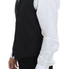 Dolce &amp; Gabbana Chic Robe Gilet en Laine et Soie à Rayures Noires