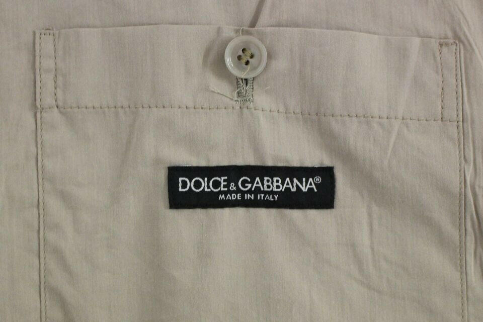 Dolce &amp; Gabbana – Schmal geschnittene Weste aus Baumwolle in Beige mit Knopfleiste vorne
