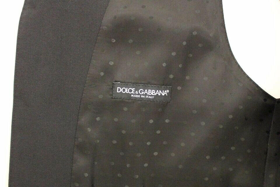 Dolce &amp; Gabbana – Schwarzer Stretch-Westenblazer aus Wolle und Seide