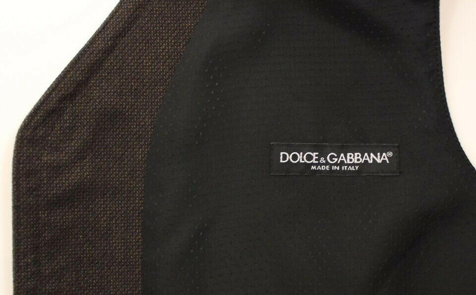 Dolce &amp; Gabbana – Weste aus brauner Baumwollmischung