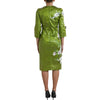 Dolce & Gabbana Green Floral Embellished Sheath Midi Dress