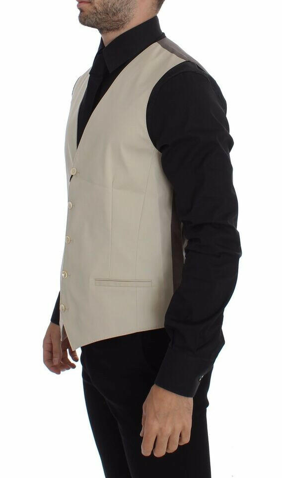 Dolce &amp; Gabbana Beige Baumwoll-Stretch-Westenblazer