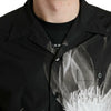 Dolce & Gabbana Black Floral Cotton Collared Long Sleeves Men Shirt