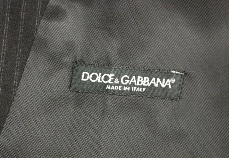 Dolce &amp; Gabbana – Einreihige Weste aus schwarz gestreifter Wolle