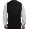 Dolce & Gabbana Black Striped Wool Logo Vest Gilet Weste