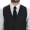 Dolce & Gabbana Gray Striped Wool Single Breasted Vest