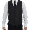 Dolce & Gabbana Gray Striped Wool Single Breasted Vest