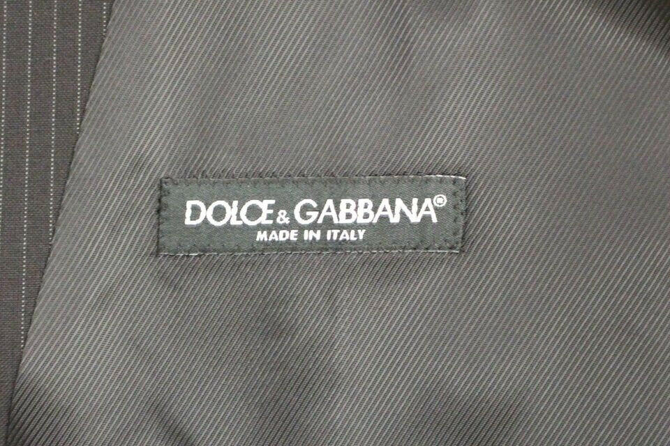Dolce &amp; Gabbana – Einreihige Weste aus schwarz gestreifter Wolle