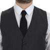 Dolce & Gabbana Gray Striped Wool Single Breasted Vest
