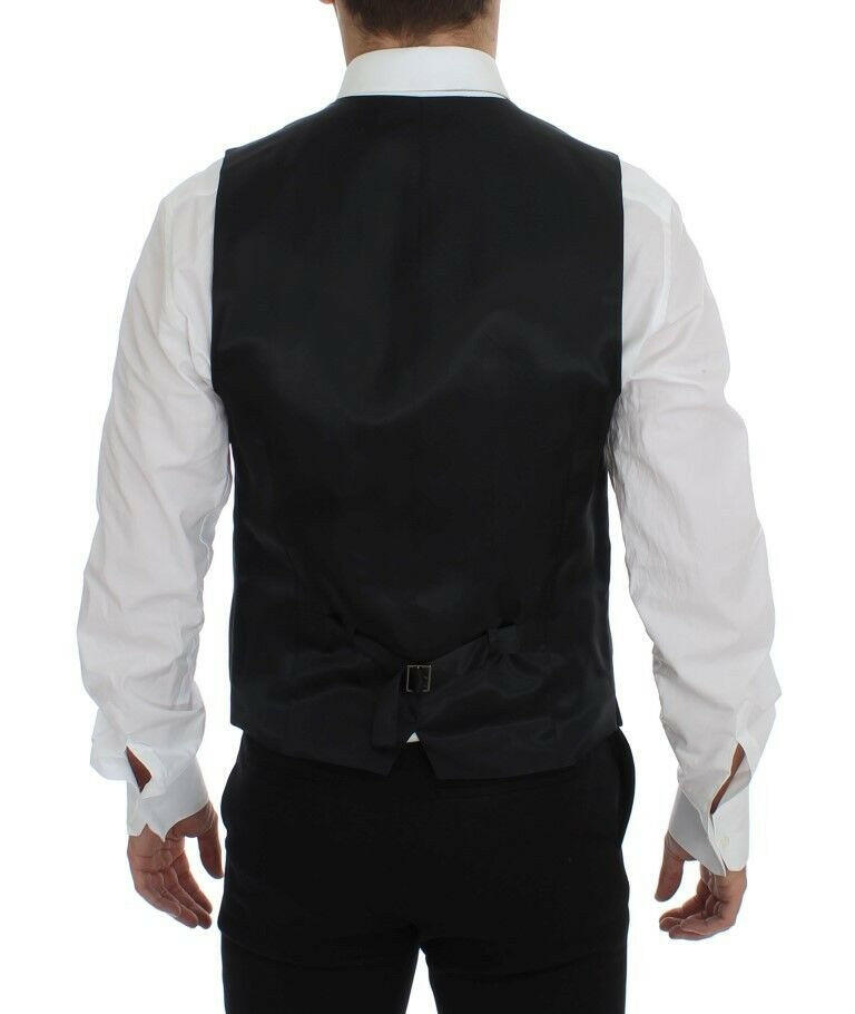 Dolce &amp; Gabbana Élégant gilet en laine à rayures grises