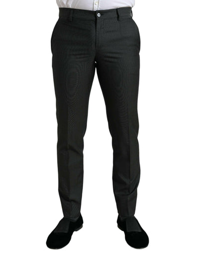 Dolce &amp; Gabbana – Dunkelgraue, schmale Stretch-Anzughose
