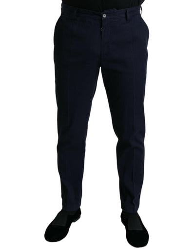 Dolce &amp; Gabbana Dunkelblaue Slim Fit-Anzughose aus Baumwollstretch