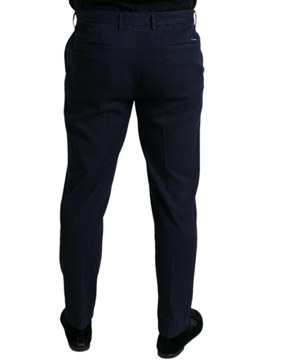 Dolce &amp; Gabbana Dunkelblaue Slim Fit-Anzughose aus Baumwollstretch