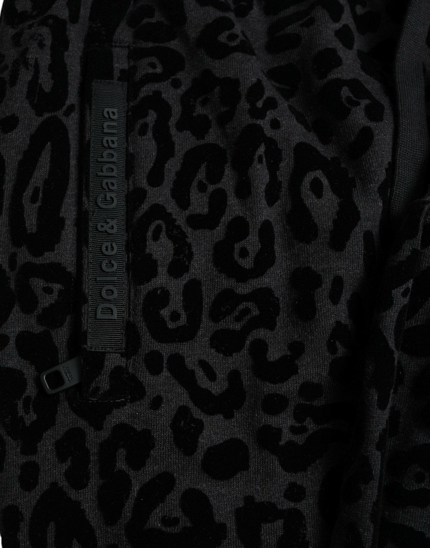 Dolce &amp; Gabbana – Schwarze Jogginghose aus Baumwolle mit Leopardenmuster und schmaler Passform
