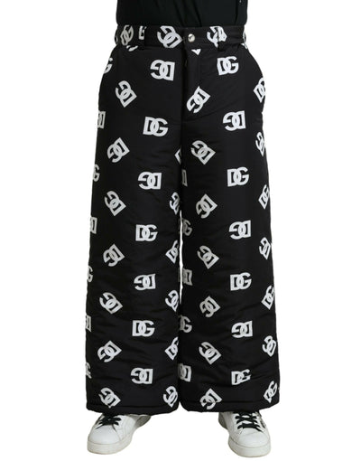 Dolce &amp; Gabbana – Schwarze Hose mit weitem Bein und Logo-DG-Print
