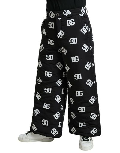 Dolce &amp; Gabbana – Schwarze Hose mit weitem Bein und Logo-DG-Print