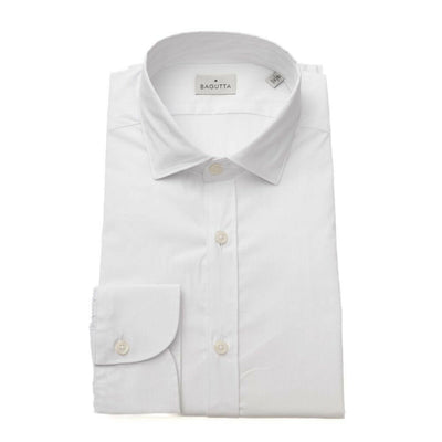 Bagutta White Cotton Men's Shirt Slim Fit With French Collar