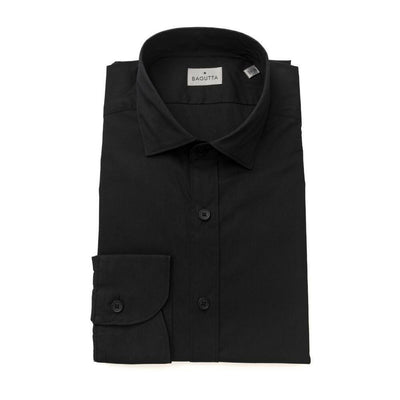 Bagutta Black Cotton Men's Slim Shirt