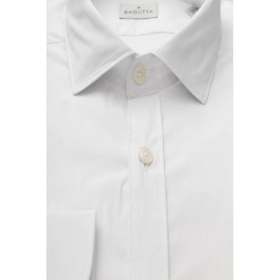 Bagutta White Cotton Men's Shirt Slim Fit With French Collar