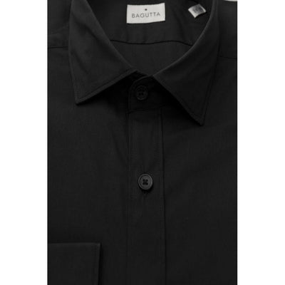 Bagutta Black Cotton Men's Slim Shirt