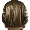 Dolce & Gabbana Bronze Nylon Full Zip Men Bomber Jacket