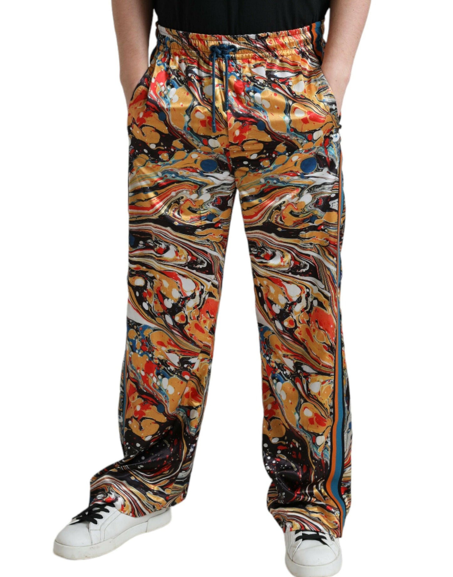 Dolce &amp; Gabbana Satinhose mit mehrfarbigem Marmor-Print