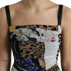 Dolce &amp; Gabbana – Mehrfarbiges, figurbetontes Midikleid mit Patchwork-Muster und Leopardenmuster