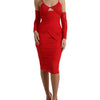Dolce & Gabbana Red Nylon Stretch Cut Out Midi Dress