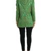 Dolce & Gabbana Green Floral Double Breasted Coat Jacket