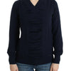 Costume National Dark blue V-neck wool sweater
