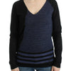 Costume National Black striped V-neck sweater