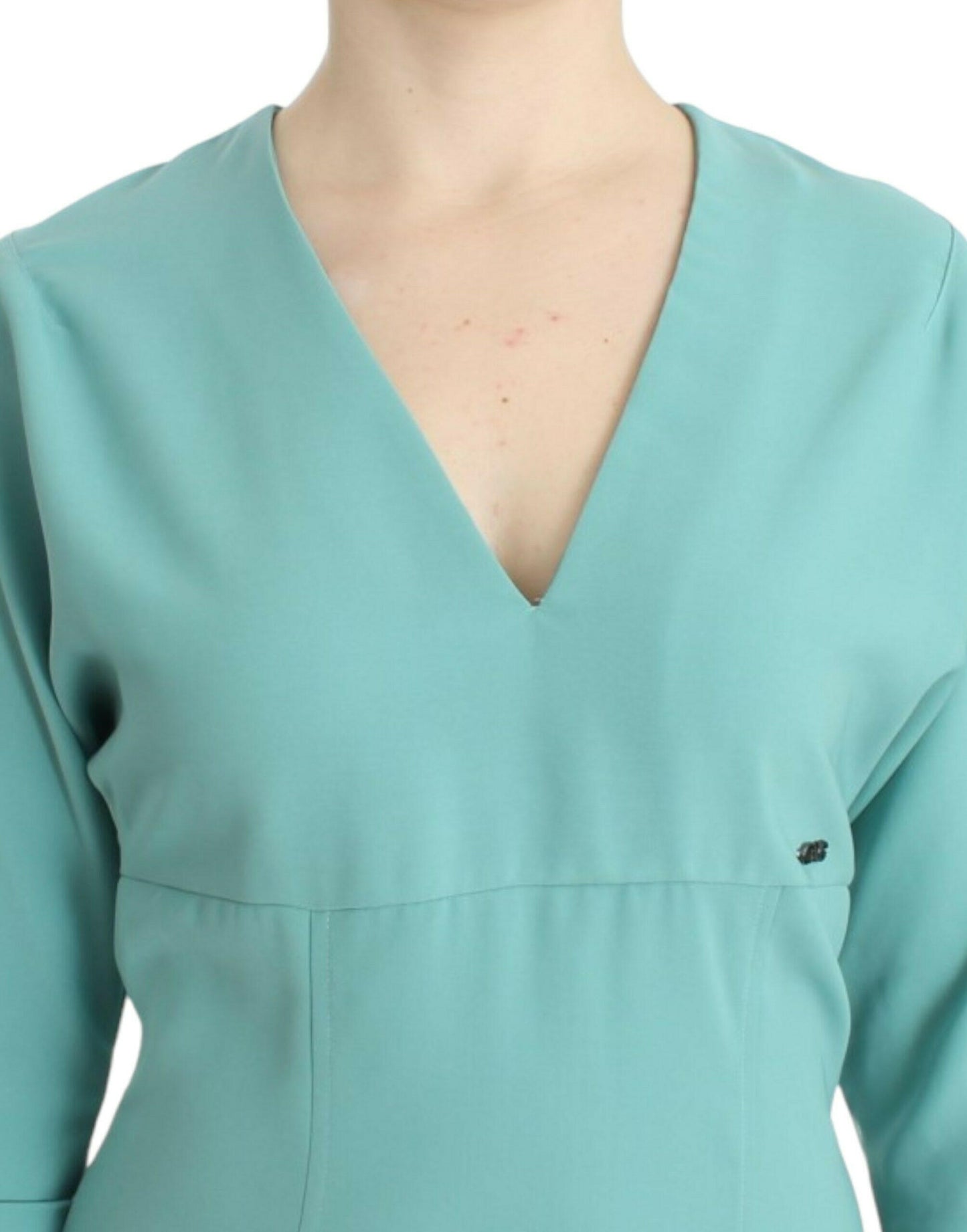 Costume National – Grünes Etuikleid mit 3/4-Ärmeln