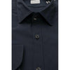 Bagutta Blue Cotton Men Shirt Slim Fit with French Collar