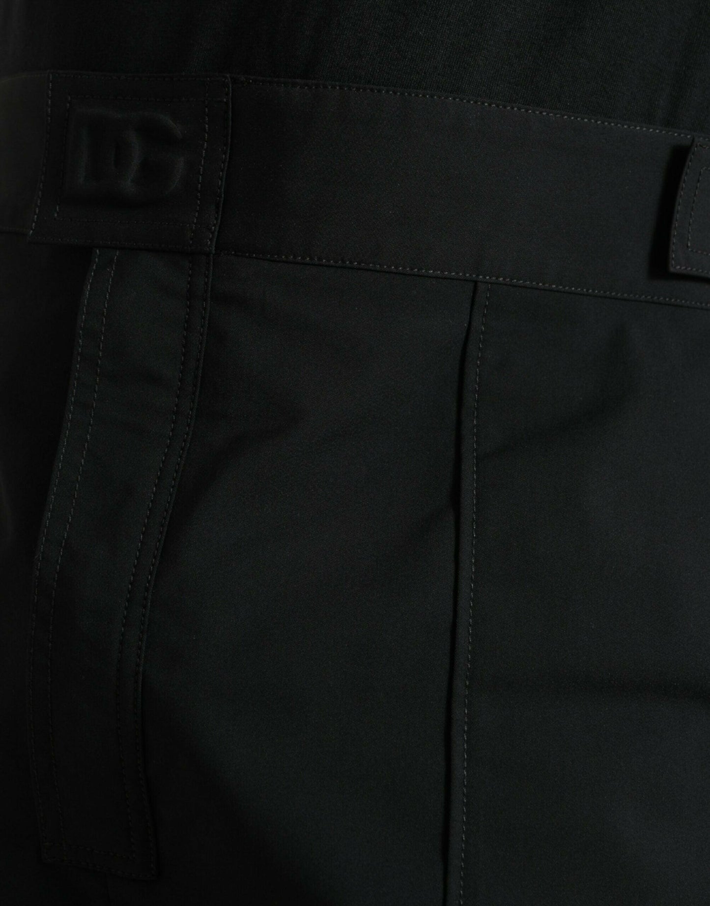 Dolce &amp; Gabbana Schwarze, gerade geschnittene Hose aus Polyester mit Logo