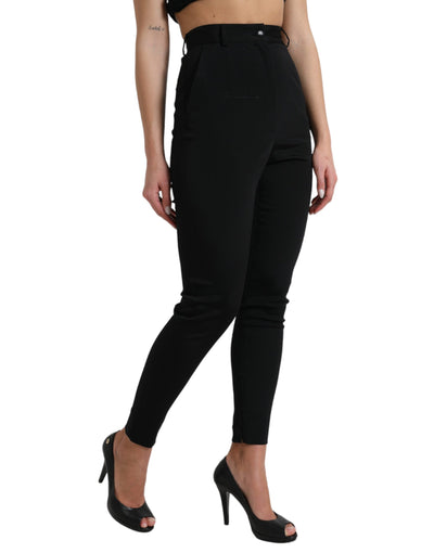 Dolce &amp; Gabbana – Schwarze Skinny-Hose aus Wollstretch mit hoher Taille