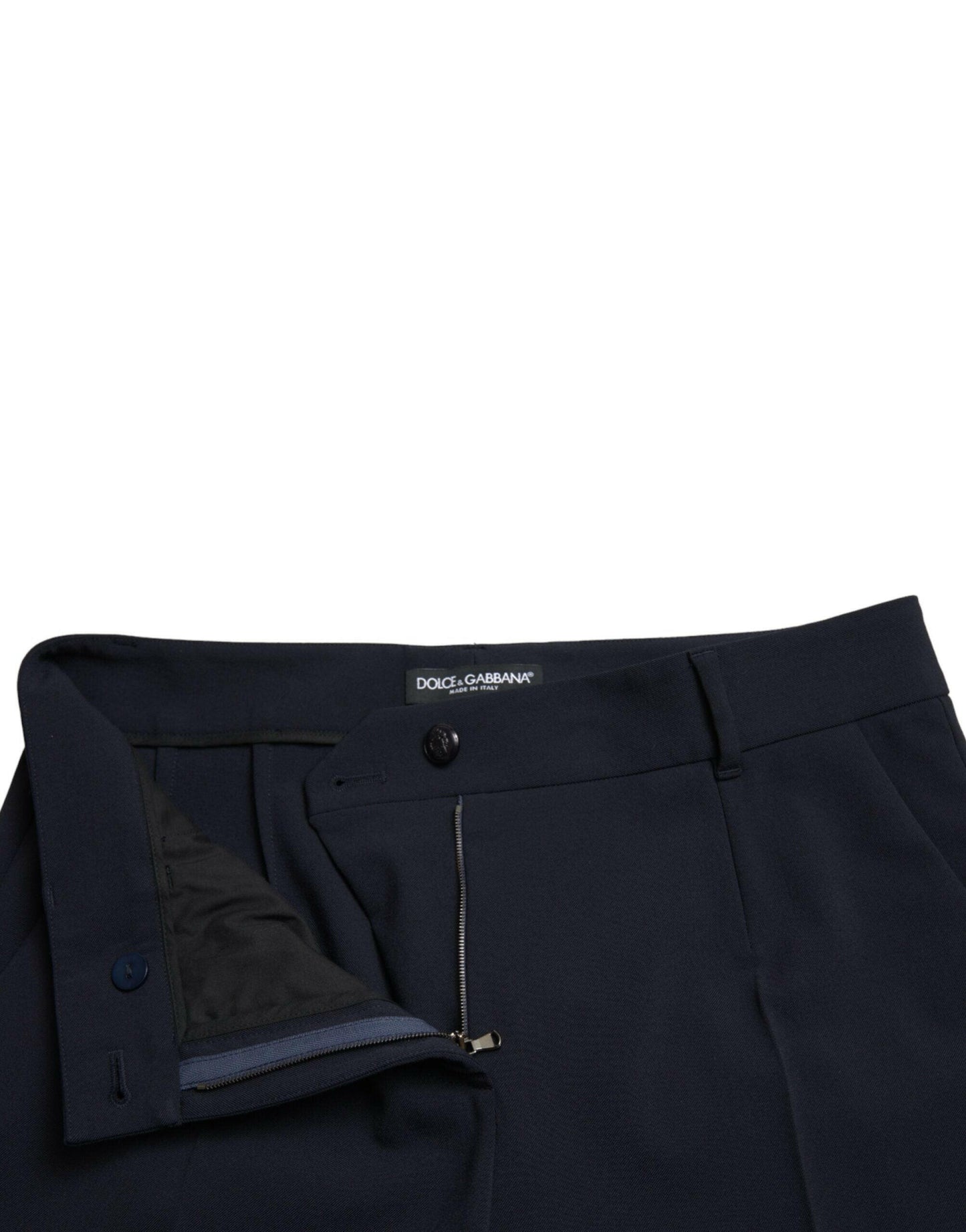 Dolce & Gabbana Blue Mid Waist Tapered Cropped Pants