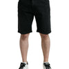 Dolce & Gabbana Black Cotton Stretch Bermuda Denim Shorts