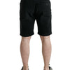 Dolce & Gabbana Black Cotton Stretch Bermuda Denim Shorts