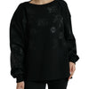 Dolce &amp; Gabbana – Schwarzer Pullover mit floraler Logo-Applikation