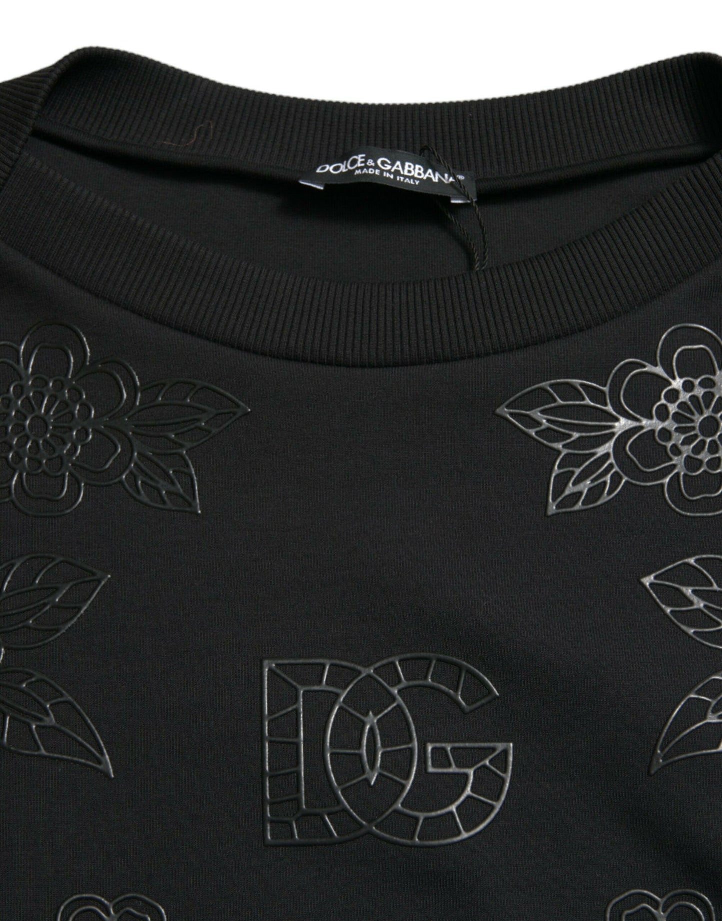 Dolce &amp; Gabbana – Schwarzer Pullover mit floraler Logo-Applikation