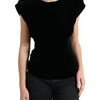 Dolce & Gabbana Black Velvet Fitted Padded Shoulder Blouse Top
