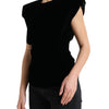 Dolce & Gabbana Black Velvet Fitted Padded Shoulder Blouse Top