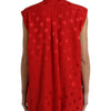 Dolce & Gabbana Red Polka Dot Sleeveless Collared Blouse Top