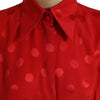 Dolce & Gabbana Red Polka Dot Sleeveless Collared Blouse Top