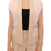 Zeyneptosun Beige ärmellose Jacke aus Brokat