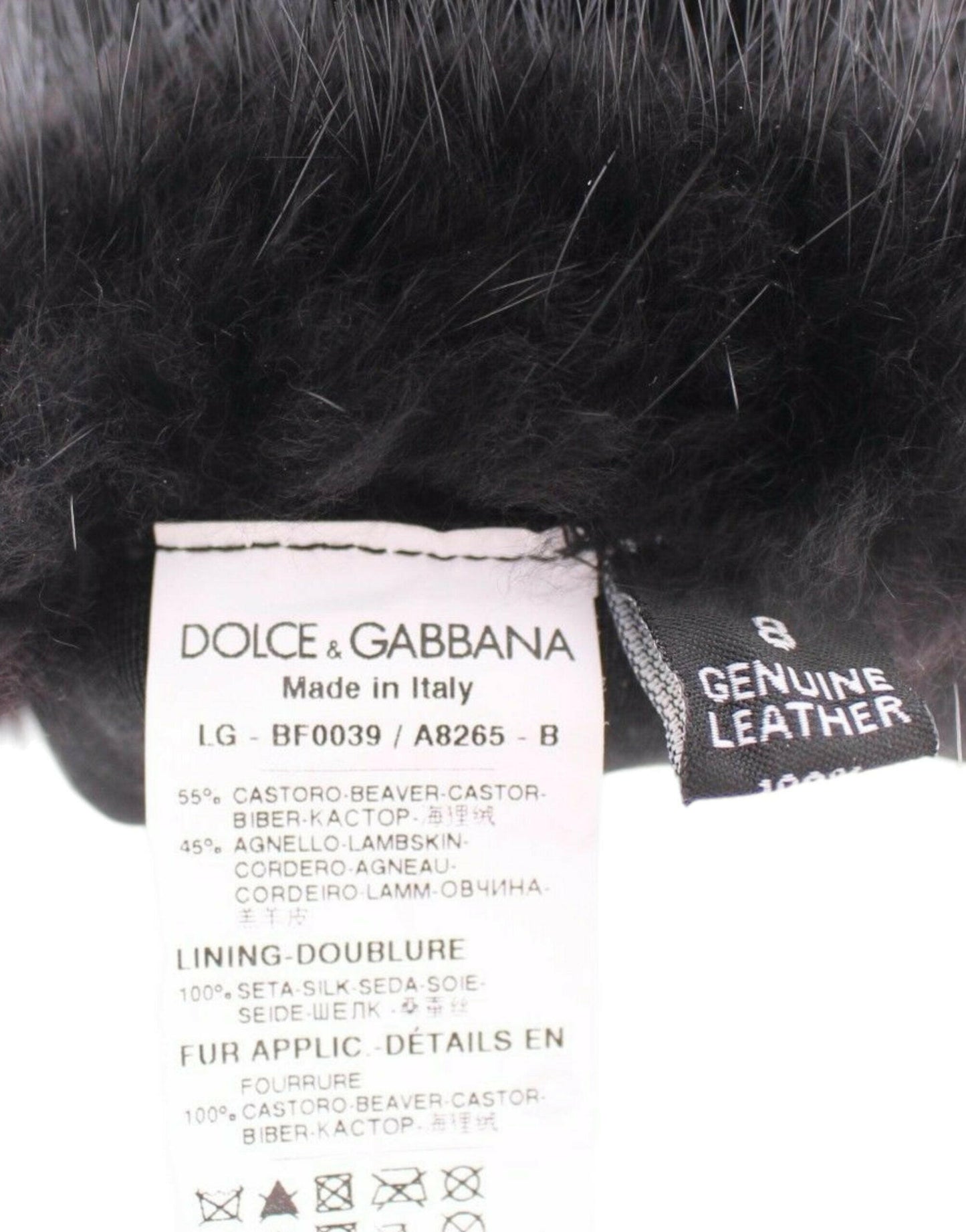 Dolce &amp; Gabbana Schwarze Ellbogenhandschuhe aus Biberfell und Lammleder