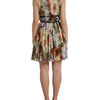 Dolce & Gabbana Beige Floral Sleeveless A-line Mini Dress