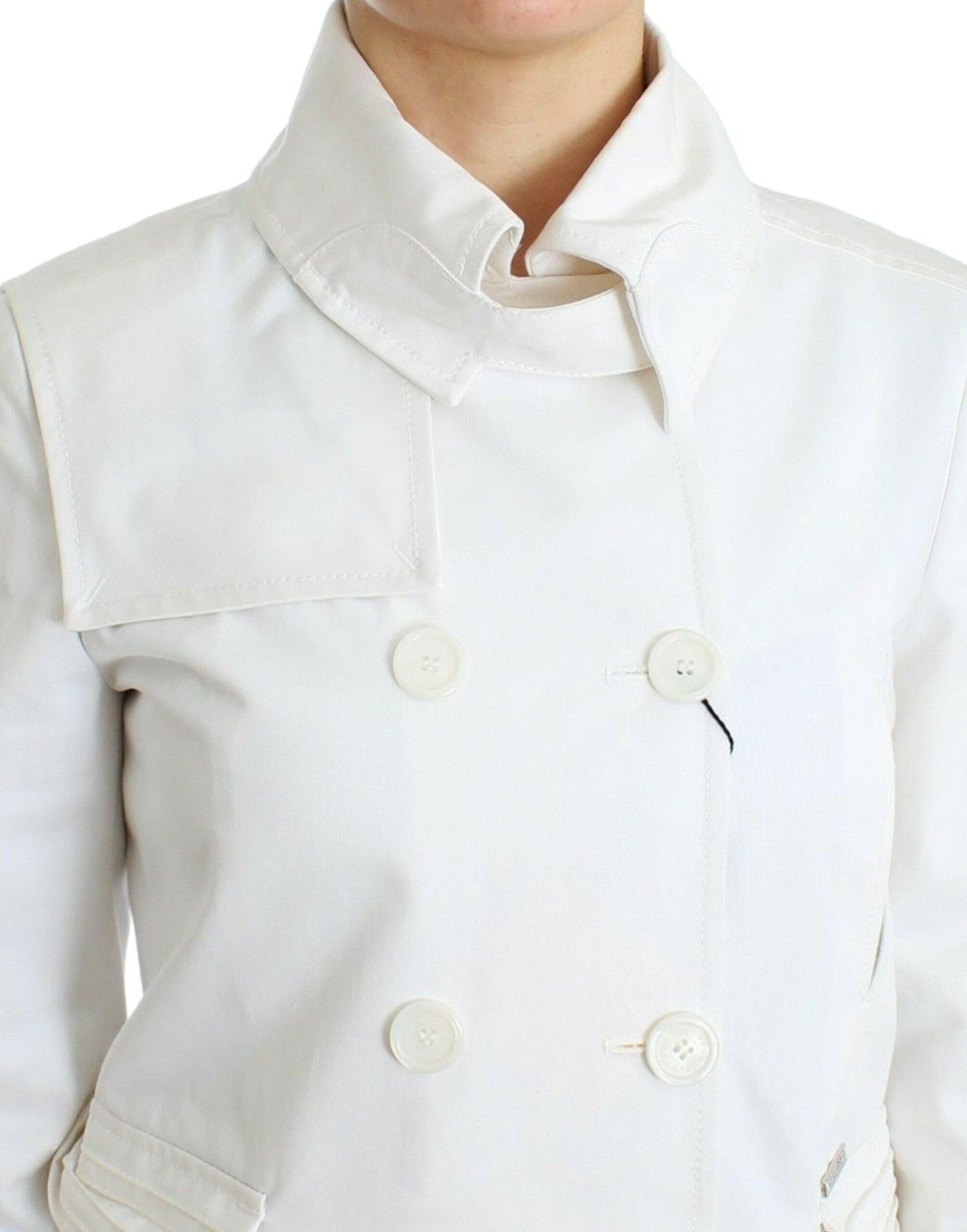 GF Ferre Weißer Zweireiher-Jackenmantel-Blazer